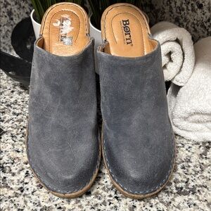 Born Charcoal Suede Slip-On Mules